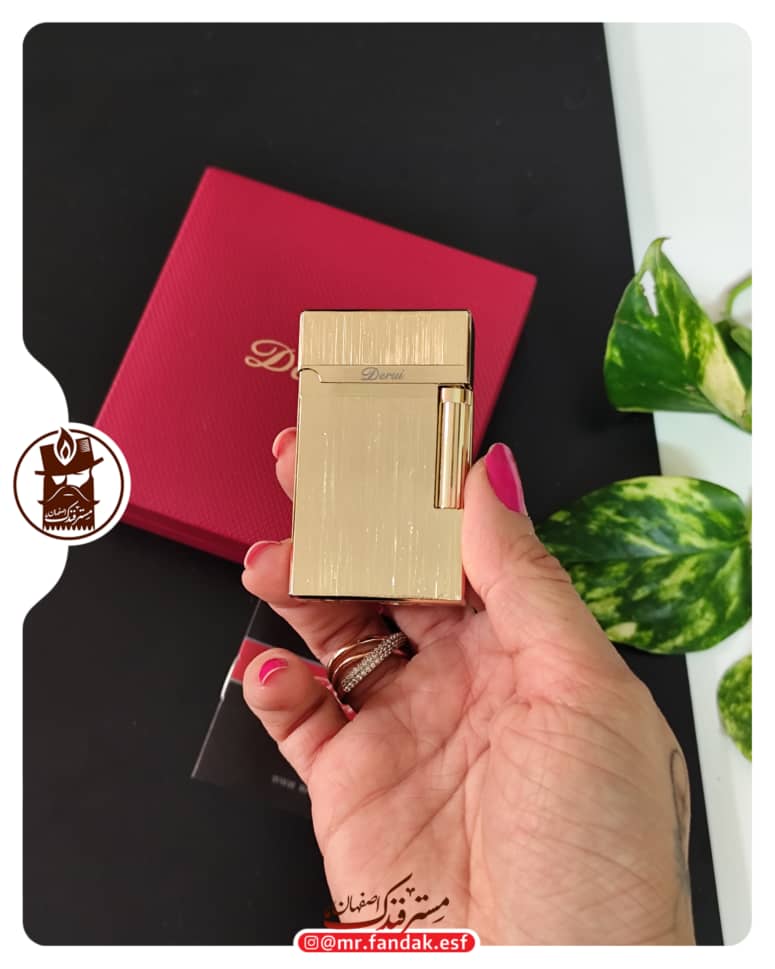 فندک بغل زن دروی derui لاین سه طلایی هاشور فندک بغل زن دروی derui لاین سه طلایی هاشور